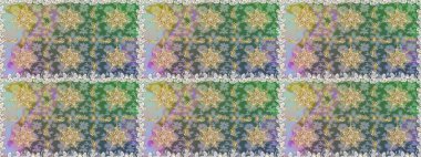 Barok tarzında altın çiçekli süs. Damask kusursuz yinelenen arkaplan. Tarafsız renklerde altın element. Doku arkaplanı üzerine altın duvar kağıdı.