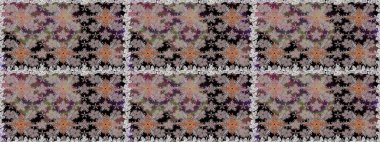 Gri renkli çiçekler. Renkli Yaz Temalı Kusursuz Arkaplan. Raster illüstrasyonunda kusursuz çiçek deseni. Düz Çiçek Elementleri Tasarımı.