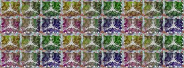 3 boyutlu çiçekler, pürüzsüz. Raster illüstrasyonu. Yeşil renklerde.