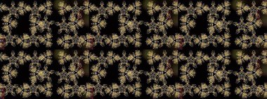 Raster illüstrasyonundaki çiçek desenli çizim. Siyah renkte çiçekler.