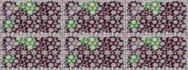 Elle boyanmış suluboya, dikişsiz çiçekler ve bitkiler. Kahverengi renkte çiçekler.