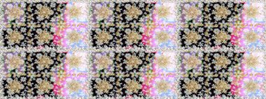 Hassas altın deseni açın. Parlak dantel, stilize çiçekler, şal desenli. Tarafsız renklerde, altın elementlerle kusursuz desen. Kusursuz altın desenli bukleler. Raster. Doğu tarzı arabesk.