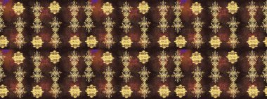 Kar tanelerinin soyut arkaplanlı Noel şablonu. Raster illüstrasyonu. Kahverengi, mor ve sarı renkler. Noel ve Yeni Yıl moda baskıları için tatil tasarımı.