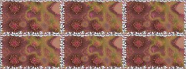 Kahverengi renkli çiçekler. Raster illüstrasyonu. Asya tekstil tarzında. Kusursuz çiçek deseni. Raster illüstrasyonu.