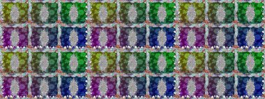 Raster illüstrasyonu. Kusursuz çiçek deseni. Raster illüstrasyonu. Asya tekstil tarzında. Yeşil renkte çiçekler.