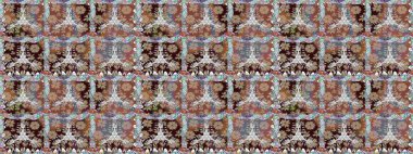 Soyut etnik raster kusursuz desen. Arkaplan dokusu, duvar kağıdı, kahverengi renkli çiçek teması. Kabile sanatı boho baskısı, klasik çiçek arkaplanı.