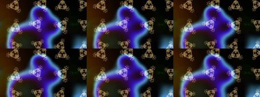 Asya tekstil tarzında. Raster illüstrasyonu. Raster illüstrasyonu. Çiçek desenli çizim. Siyah, kahverengi ve mavi renkte çiçekler.