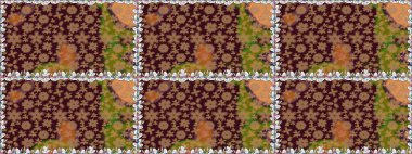 Kahverengi renkli çiçekler. Düz Çiçek Elementleri Tasarımı. Renkli Bahar Temalı Kusursuz Arkaplan. Çiçekle kusursuz desen.