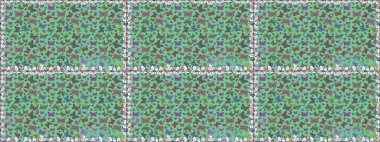 Renkli folklorlu, kelebekli kusursuz desen. Yeşil ve kahverengi arka planda renkli kelebekler. Paketleme, kağıt, kumaş için uygun.