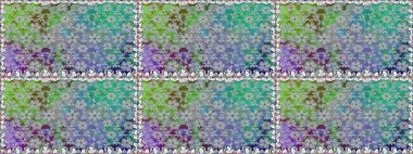 Çiçekli karalama şeklinde Raster çiçek deseni. Gri renkte yaz çiçekleri. Raster illüstrasyonu.