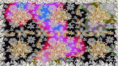 Barok tarzında kusursuz bir doğulu süsü. Gri renklerdeki altın elementler. Geleneksel klasik raster altın pürüzsüz desen.