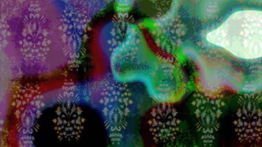 Raster deseni. Yeşil el çizimi desen. Karalama çiçekleri çizim kalıbı. Sanat, çiçek tarzına ilham verir ve arka plan bırakır.