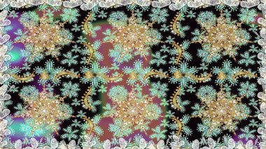 Tarafsız renklerde altın element. Altın çiçekli, pürüzsüz desen. Barok tarzında altın çiçekli süs. Damask arkaplanı.