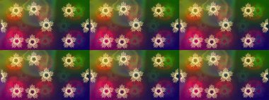 Raster yeşili, kahverengi ve mor kar tanesinden izole edilmiş. Güzel bir kış süsü. Renkli kar taneleri Raster illüstrasyonu.