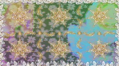 Noel, kar tanesi, yeni yıl 2019. Tarafsız renklerde, altın elementlerle kusursuz bağ dokusu.