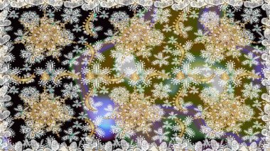 Barok tarzında kusursuz bir doğulu süsü. Raster geleneksel altın pürüzsüz desen gri renklerde.