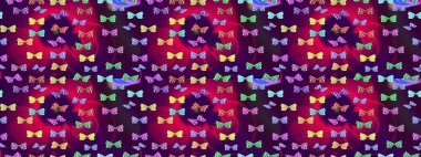 Raster illüstrasyonu. Renkli kelebeklerin eskiz geçmişi. Ambalajlar, duvar kağıtları, kumaş tasarımı ve kağıt için güzel bir arka plan. Mor üzerinde sevimli kelebekler.