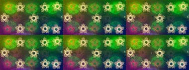 Kar tanesi renkli desen. Renk arka plan üzerinde izole soyut kar taneleri ile düz tasarım. Snowflakes desen. Raster kar taneleri arka plan. Raster illüstrasyon.