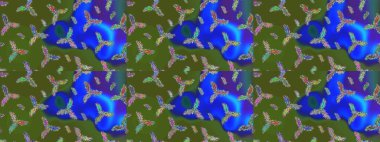 Güzel süs eşyası. Yeşil, mavi ve mor renkli kar tanesi süsü. Kar tanesi süsü Raster illüstrasyonu. Kar taneleri izole edildi.