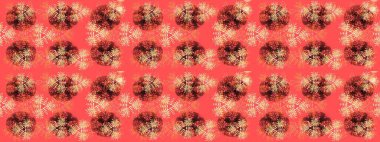 Yeni yıl kar tanesi. Düz kar karalama ikonları, kar taneleri pembe, turuncu ve kahverengi renkli siluetler noel afişi, kartlar. Güzel soyut kar taneleri raster tasarımı..