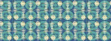 Mavi, bej ve yeşil renklerde kar tanesinden yapılmış kış deseni. Kış konsepti Raster illüstrasyonu. Düz yatıyordu.