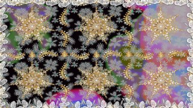 Klasik raster şablonu. Tekrarlayan elementlerle kusursuz soyut arkaplan. Gri ve altın desenli.