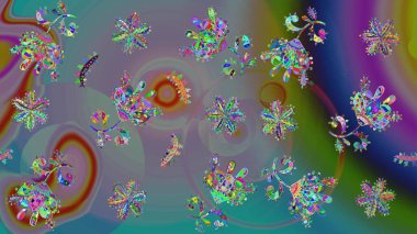 Şirin çiçek elementleri. Tarafsız renklerde çiçekler. Robot resim. Raster illüstrasyonu.