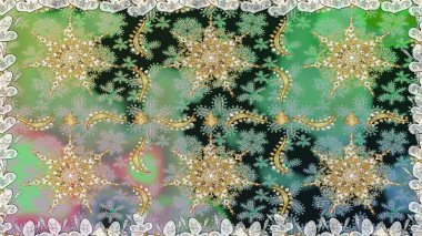 Kusursuz oryantal klasik altın desen. Gri renklerde altın tekrarlayan elementler içeren Raster soyut arkaplanı.