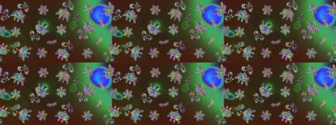 Küçük çiçekte hoş bir çiçek deseni var. Çiçeksel elementlerle süslenmiş zarif raster dokusu. Parlak çiçekli yeşil renkler üzerine soyut çizim deseni.