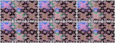 Raster illüstrasyonu. El yapımı çiçek ve bitki koleksiyonu. Robot resim stilinde nötr renkler. Raster illüstrasyonu. Sevimli karalama çiçekleriyle kusursuz çiçek deseni..