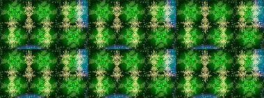 Farklı kar taneleri toplayıcısı, yeşil, mavi ve sarı renklerde kış elementleri. Raster Noel soyut renkli arkaplan ve tatlı kar tanesi.