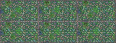 Elle çizilmiş illüstrasyon. Bahar ve yaz tasarımı için renkli bir arkaplan. Raster renkli sonsuz doku. Kelebeklerle kusursuz desen.