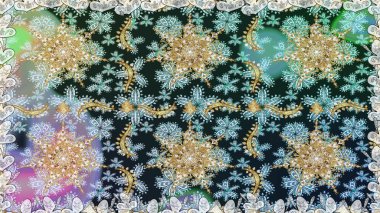 Raster klasik barok çiçeksiz altın desenli. Lüks, kraliyet ve Viktorya dönemi konsepti. Süslü dekorasyon. Altın elementlerle nötr renklerde altın desen.