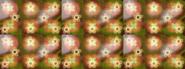 El çizimi çiçekli soyut çizim kalıbı. Raster illüstrasyonu. Kahverengi renkte çiçekler.