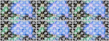 Asya tekstil tarzında. Kusursuz çiçek deseni. Düz Çiçek Elementleri Tasarımı. Renkli Bahar Temalı Kusursuz Arkaplan. Mavi renkli çiçekler. Raster illüstrasyonu.