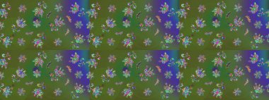 Raster illüstrasyonu. Bokeh yeşili, menekşe ve kar taneleriyle dekoratif Noel arkaplanı.