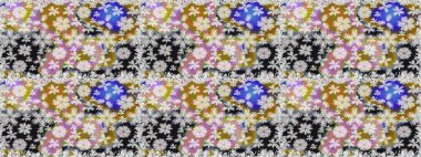 Fantezi kumaş deseni. Çiçekler, suluboya ile sorunsuz çiçek desenli. Raster desen.