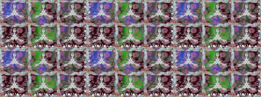 Asya tekstil tarzında. Raster illüstrasyonu. Yeşil renkli çiçekler. Kusursuz çiçek deseni. Raster illüstrasyonu.