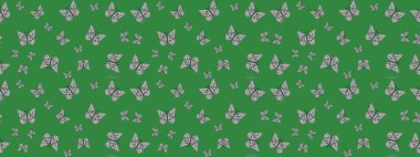 Tekstil, duvar kâğıtları, web sayfası arkaplanları ve yüzey dokuları için mükemmel. Yeşil renkli kelebeklerin eskiz arkaplanı. Raster illüstrasyonu.