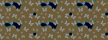 Robot resim. Kelebek deseni. Kahverengi arka planda bir resim. Raster. Kumaş, tekstil, baskı ve davet için desen.