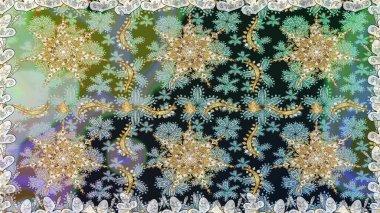 Raster geleneksel, gri renklerde, altın, kusursuz desen. Barok tarzında kusursuz bir doğulu süsü..