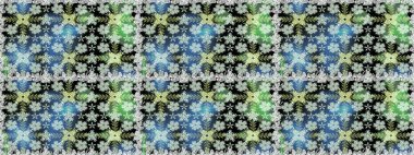 Parlak bir arka plan sorunsuz desen çiçek fantezi tasarım. Düz Çiçek Elemanları Tasarım. Renkli Bahar Teması kesintisiz desen Arka Plan.