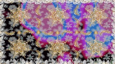 Kusursuz soyut bir arkaplan. Oriental raster klasik gri ve altın desenli. Raster illüstrasyonu.