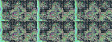 Mavi renkte etnik çiçeklerle kusursuz bir desen. Asya Tekstil 'inde Raster Çiçek İllüstrasyonu.