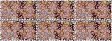 Çiçek buketleriyle klasik tarzda kusursuz desenler. Raster illüstrasyonu. Kahverengi renklerde.