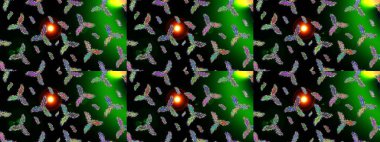 Raster kar taneleri deseni. Renkli arka planda güzel kar taneleri. Raster illüstrasyonu.