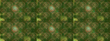 Çiçeklerle suluboya desenli çiçek deseni. Raster illüstrasyonu. Yeşil, kahverengi ve nötr renklerde Asya tekstili.