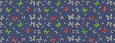 Klasik tarzda hem de. Su rengi filtreleme efektiyle mavi üzerine resimler. Raster illüstrasyonu. Doğanın Yüksek Kalite Kelebeği.