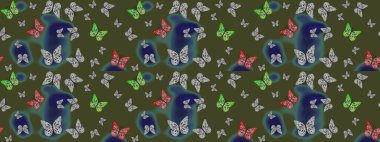 Raster. Karala, karala, karala. Duvar kağıtları, giysiler, erkekler ve kızlar için soyut çizim kalıbı. Kelebek deseni.