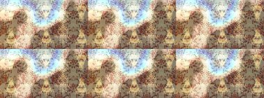 Raster suluboya çiçek deseni, narin çiçekler, bej, nötr ve kahverengi çiçekler, tebrik kartı şablonu. Raster Güzel kumaş deseni.